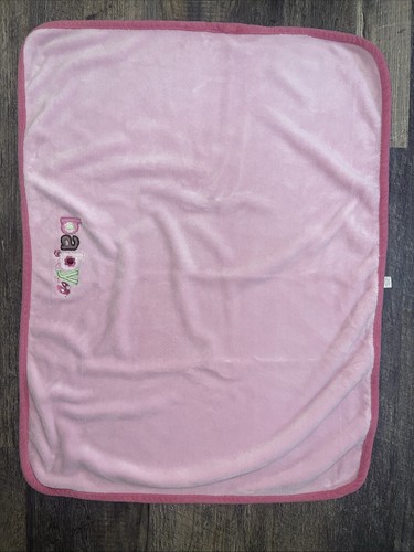 Just One Year B a b y Flower & Ladybug Pink Plush Fleece Baby Girl Blanket EUC - Picture 2 of 4