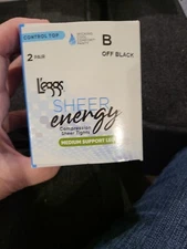 Leggs 2 Pair B OFF BLACK, Medium Support Leg, Control Top