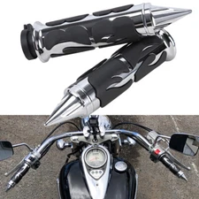 1" Motorcycle Handlebar Spike Hand Grips w/ Throttle For Harley Honda Suzuki BMW