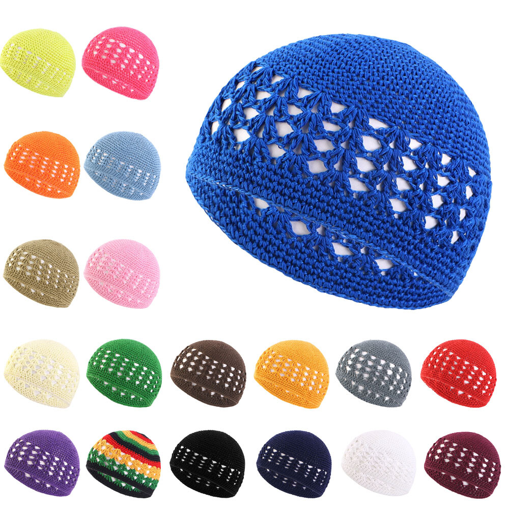 Women Men Crochet Night Sleep Bonnet Hat Turban Hijab Snood Hair Net Wrap  Caps