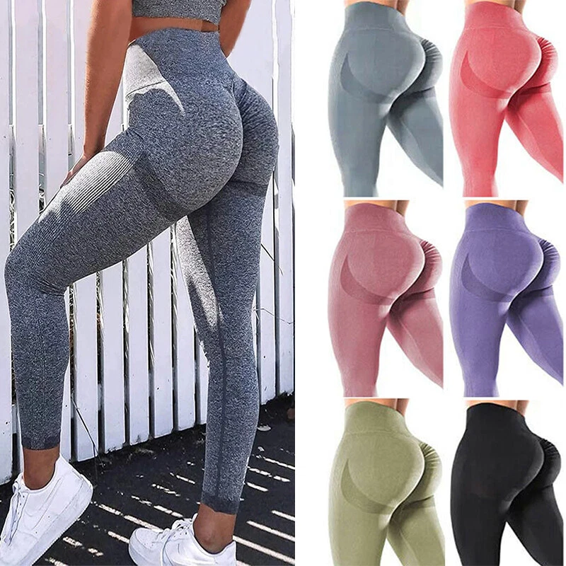 Women High Waist Seamless Push Up Leggings Butt Lifting Yoga Pants Workout