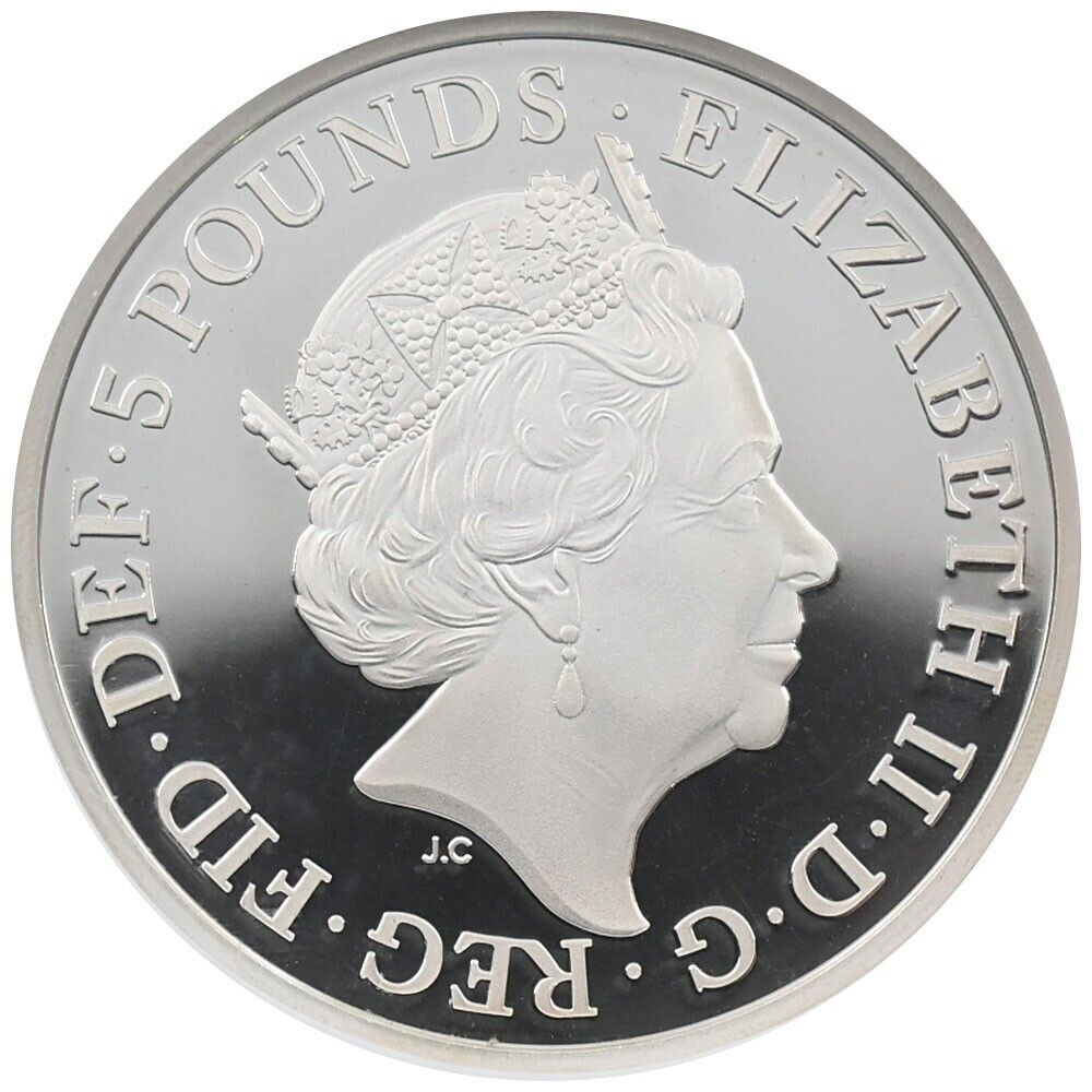 2017 Elizabeth II 5 Pound Silver Coin NGC PF70UC Sapphire 2017 Elizabeth II 5 Pound Silver Coin NGC PF70UC Sapphire