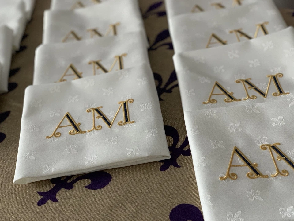 Antik’Etoffe, 6 serviettes , Initiales sous couronne, personnalisé,Cadeau Unique - Photo 4/4