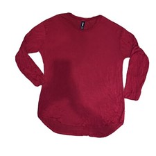 NWOT AGNES  DORA LONG SLEEVE EASY TEE L 12-14 Maroon Red Shirt Tunic Top Cuff