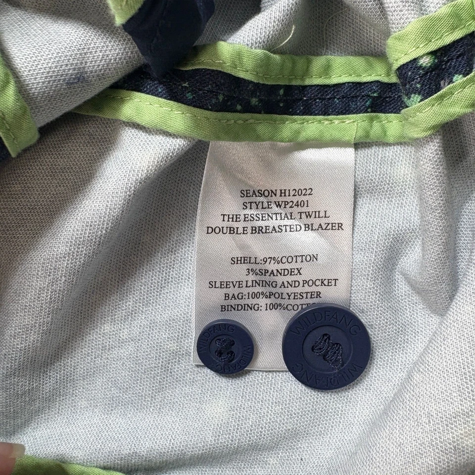 Blazer Toms X Wildfang Mujer XS Azul Órbita Esencial Sarga Doble Pecho Chaqueta Foto 4 de 4