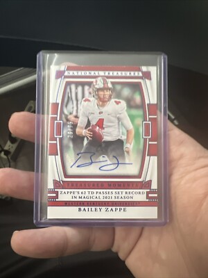 2023 National Treasures Collegiate Bailey Zappe Auto 21/75 Patriots NFL