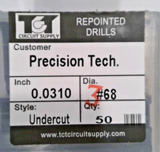 TCT REPOINTED DRILLS UNDERCUT 68 0.0310" DIA 0.433" FLUTE LOT OF 50 