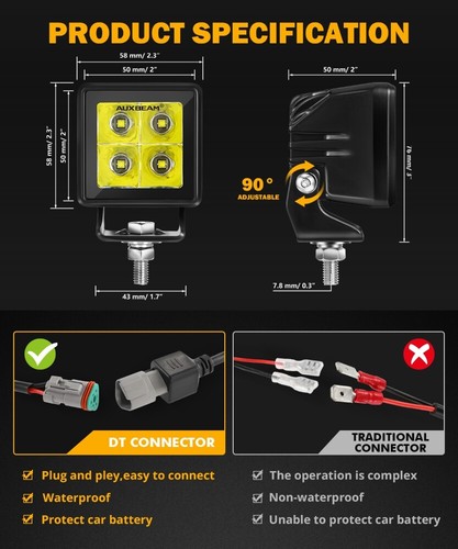 AUXBEAM 2 piezas 2 pulgadas LED luz de trabajo cubo haz puntual vainas conducción todoterreno lámpara antiniebla - Imagen 2 de 12