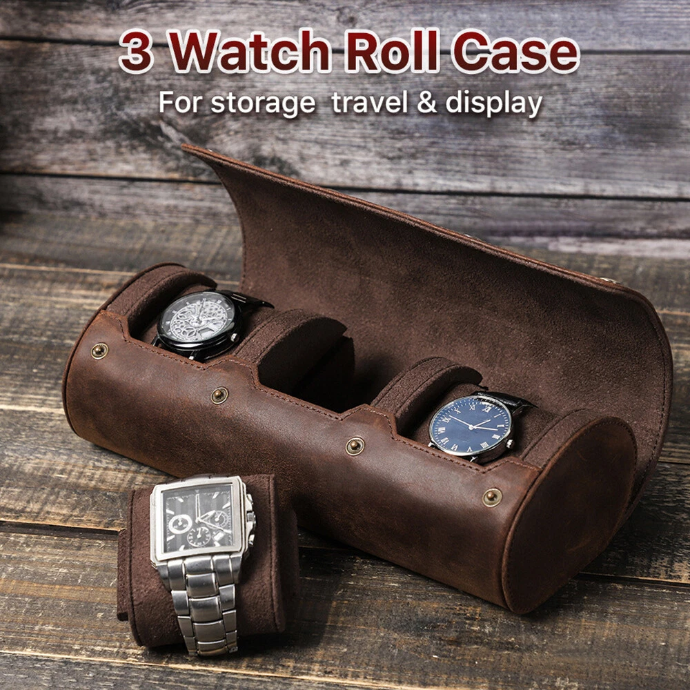 Leather Watch Travel Case, 3 Roll Watch Case - Free Monogram – Luke Case