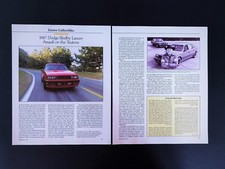 1987 Dodge Shelby Lancer - Original 2 Page Article 1987 Dodge Shelby Lancer - Original 2 Page Article
