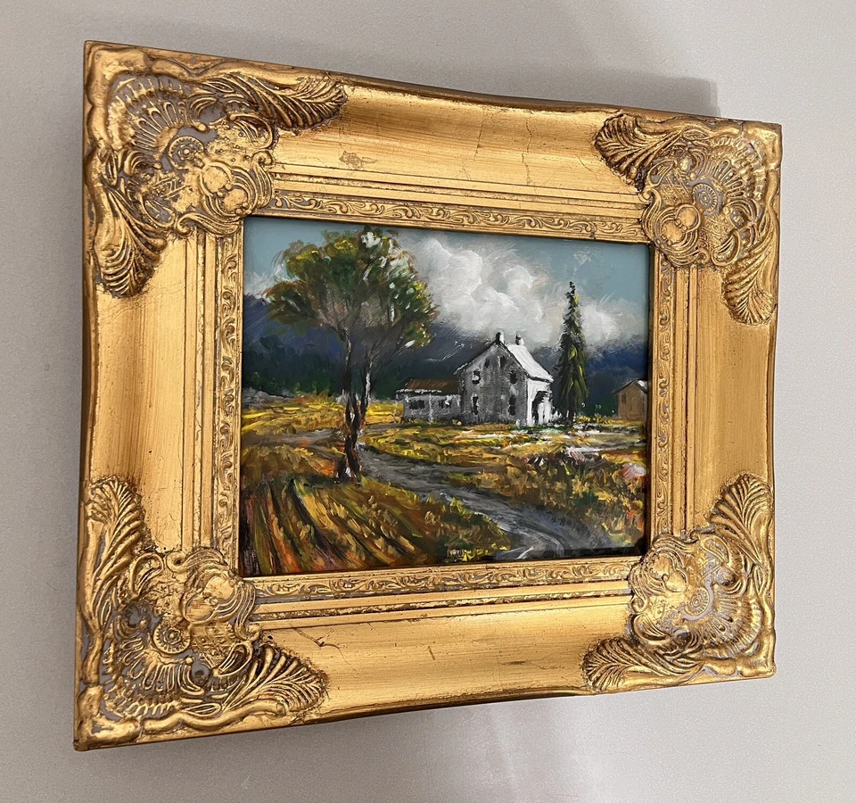 Пленэр картина маслом Blue Ridge горы оригинальный пейзаж золотая декоративная рама - Изображение 3 из 4