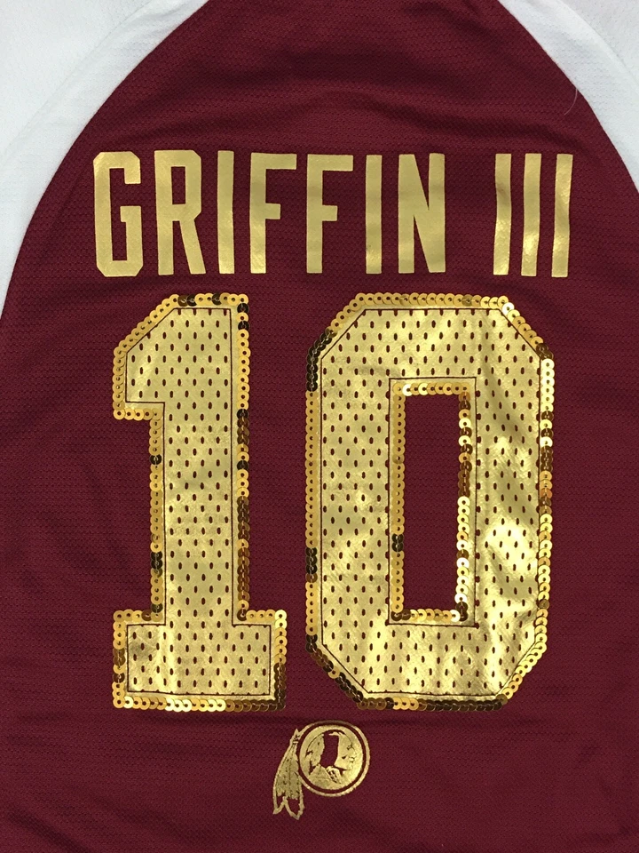 Camiseta jersey de encaje con lentejuelas cuello en V de los Washington Redskins Robert Griffen III para mujer Foto 4 de 4
