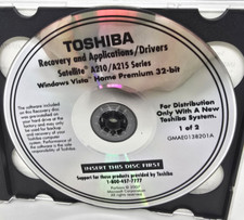 Toshiba Drivers Satellite A210 A215 Series, Windows Vista Recovery CD, DISC ONLY
