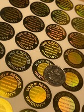 100 Gold Tint Hologram Warranty Void Security Labels Stickers Seals .75 INCH