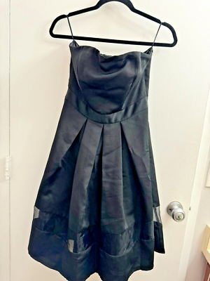 Express Studio Women's Size 4 Black Strapless Pleated Dress With Mesh  Insert | eBay