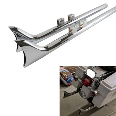 Chrome 36”Fishtail Slip On Exhaust Pipe  for Harley Touring Road King 1995-2016 - Bild 1 von 4