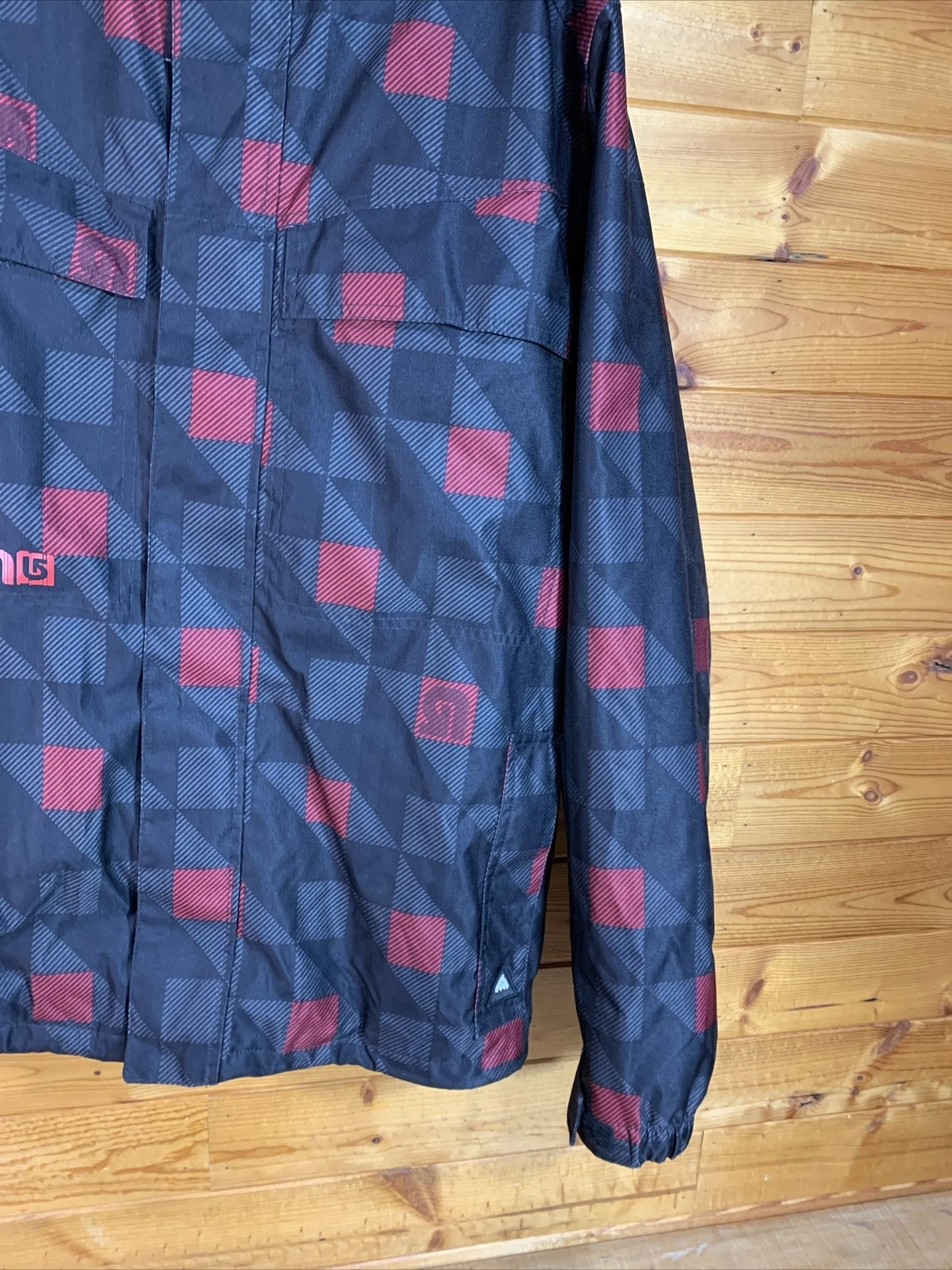 burton dryride snowboarding poacher hooded checkered jacket