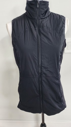 Lululemon Women's Run For Cold Vest Black Size 8 Prima Loft Soft Stretch Logo