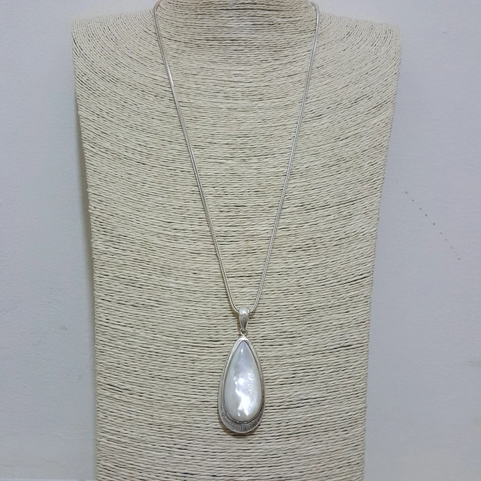 Collar Qvc Plata de Ley 925, Colgante Madreperla Genuino, Cadena 24" Foto 4 de 4