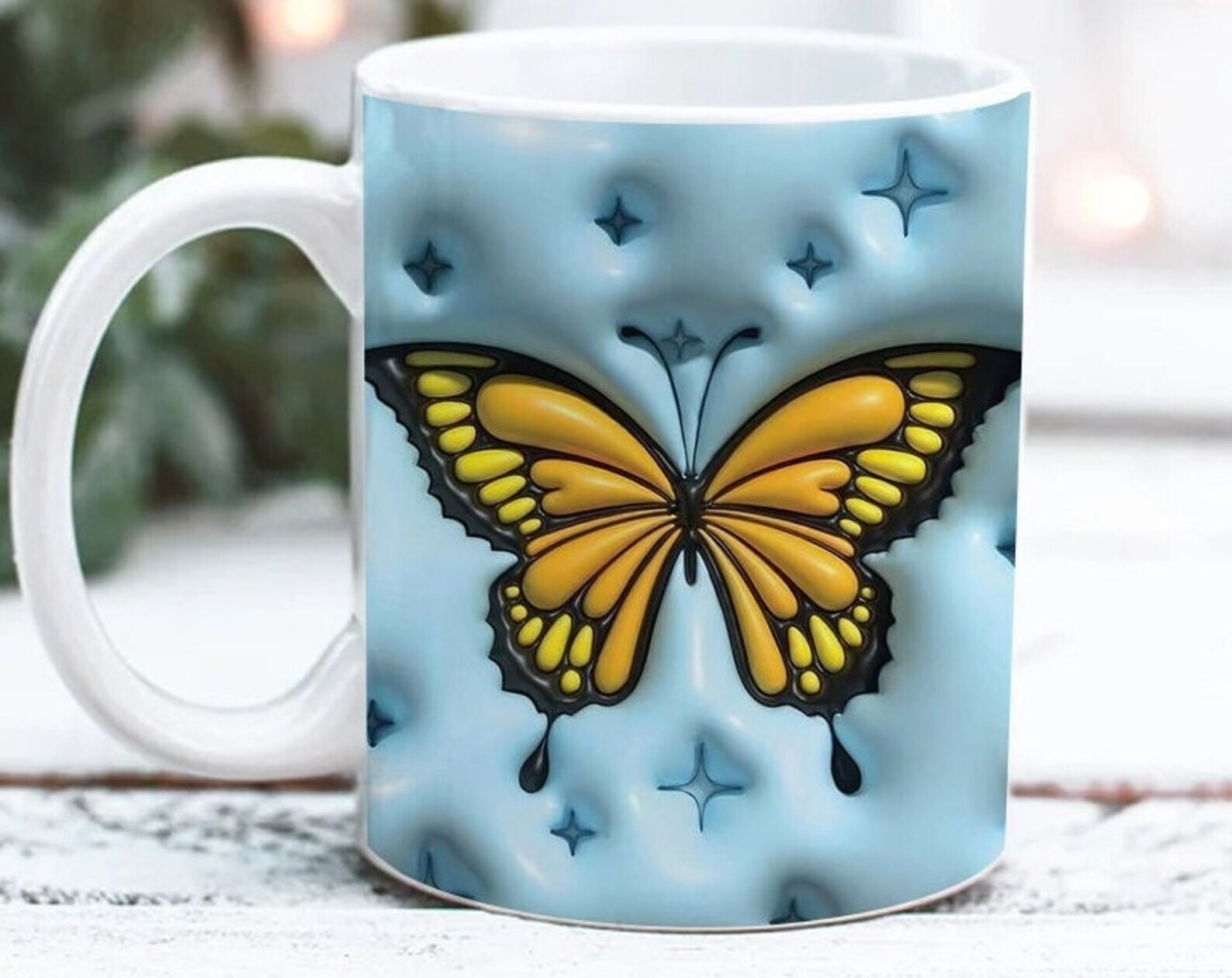 Butterfly Inflated Puff 3d Mug Sublimation Designs Butterfly Inflated Mug Wrap D