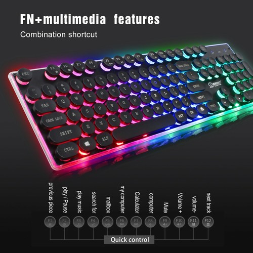 X2 Value Professional Video Gaming Computer PC Game Keyboard LED Keypad + Mouse - Picture 10 of 17