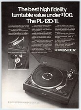 GIRADISCHI PIONEER PL-12D II 1975 pubblicità rivista vintage 8"X11" anni 70 SYB2