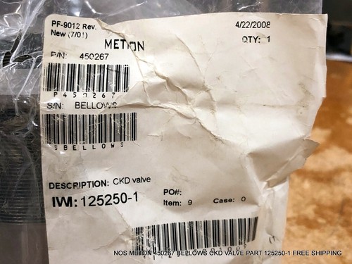 NOS METON 450267 FALTENBALG CKD VENTIL TEIL 125250-1 KOSTENLOSER VERSAND - Bild 12 von 12