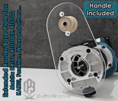 CUTPRINTENGRAVE Extended Router Sub BASE PLATE for Makita Trimmer Router 18V DRT50 RT0700 KATSU