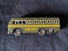 1950'S TIN US ARMY BUS FRICTION MOTOR TOY MILITARY TRANSPORT