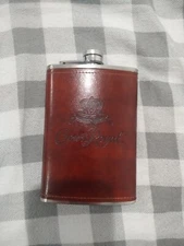 Crown Royal Limited Edition Stainless Steel Leatherbound 8oz Hip Flask