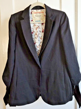 Anthropologie Cartonnier Lloyd Tie Sleeve black Blazer floral print lined Sz 4