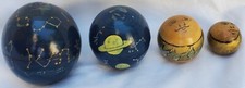 4 Rare Wooden Astrological Planetary Solar System Nesting Spheres Sun Moon Stars