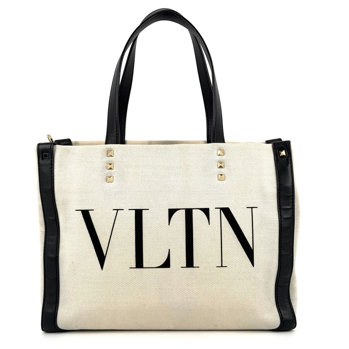 Valentino Garavani VLTN logo 2way Tote Bag canvas Beige Valentino Garavani VLTN logo 2way Tote Bag canvas Beige