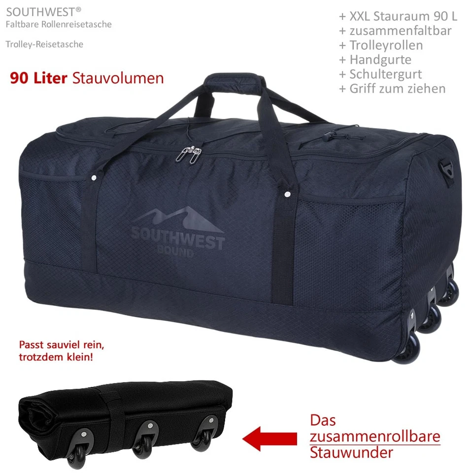 Trolley Reisetasche Southwest Light Weight XXL 80 cm 90 L 30361 0100 Schwarz +g - Bild 4 von 4