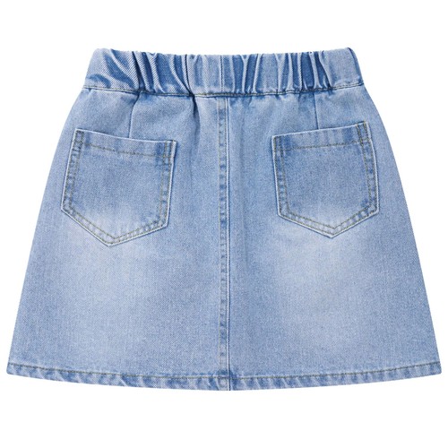 Kids Girls Skirts Solid Color Denim Skirt Daily Miniskirt With Pockets Costume - Picture 7 of 20