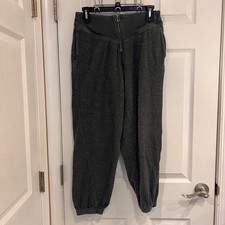 Aerie Charcoal Gray Fleece Jogger Pants Zipper Waist Elastic Cuffs Lounge Wear