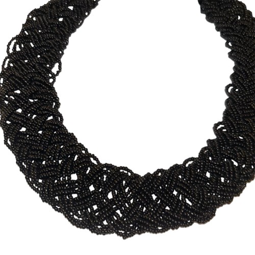 COLLANA INTRECCIATA CON PERLINE SEMI NERI - Foto 2 di 5