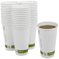 Set of 50/100/200/500/1000 Paper Coffee Cups 16oz White Compostable Takeaway