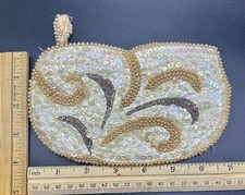 La Regale Beaded Pearl Sequins Off-White Evening Clutch Bag Purse Japan