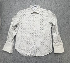 Robert Graham Shirt 44/17.5 White Blue Floral French Cuff Classic Button Up