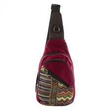 Canyon Sky Aztec Burgundy Crossbody Sling Bag with RFID Technology