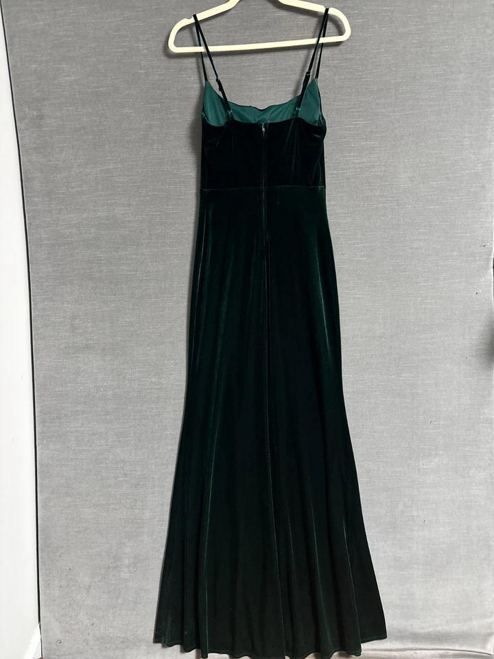 B Darlin 连衣裙 11/12 绿色天鹅绒丝绒长裙紧身胸衣晚会假日 — 第 3/4 张图片