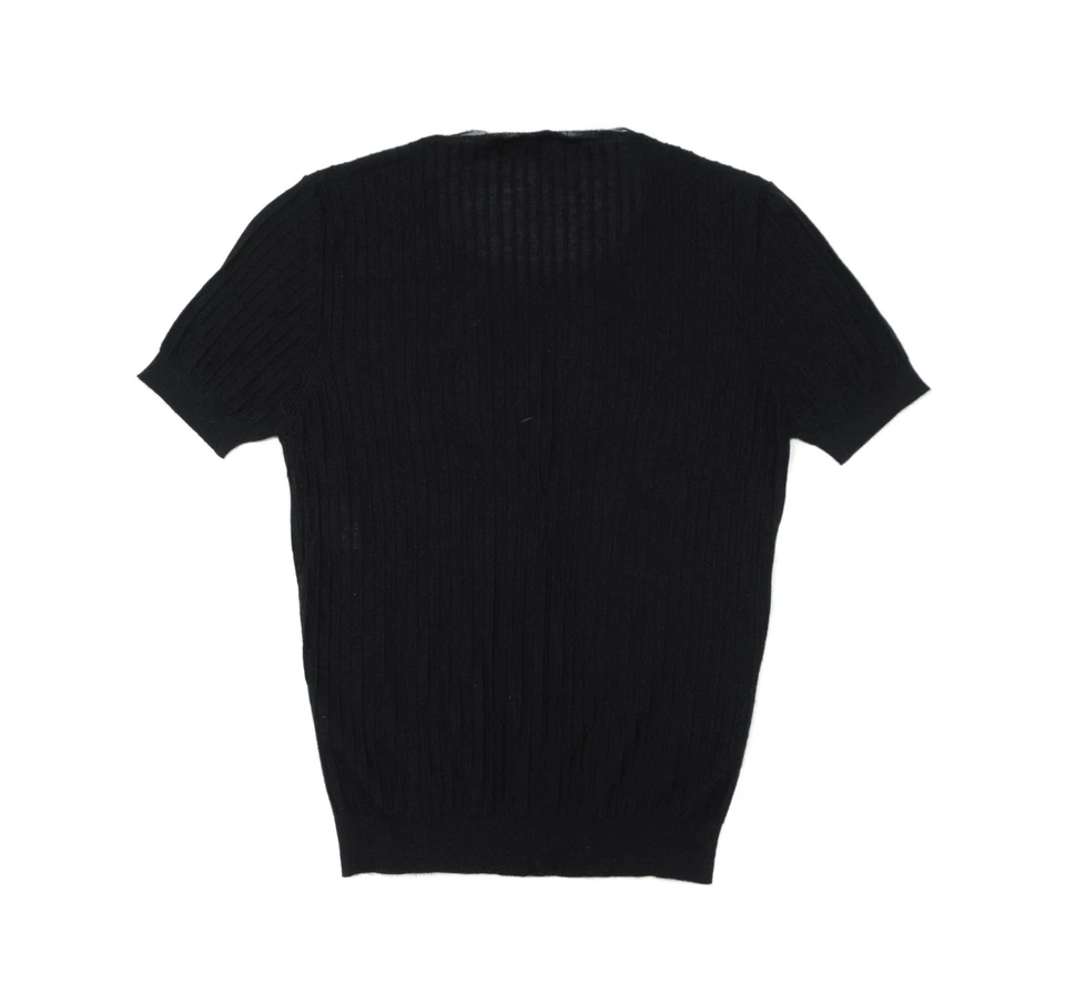 Christian Dior бутик оборки кашемир шелк коротким рукавом ребристый вязаный топ - Изображение 3 из 4