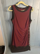 Lauren Ralph Lauren Sleeveless Bodycon Sheath Dress - Black & Burgundy | Size 14