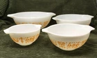 Pyrex Butterprint Orange Pumpkin Amish Mixing Bowls Set of 4 - 1 Is Chipped