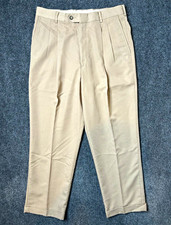 Vintage Chaps Ralph Lauren Mens 33x29 Beige Pleated Twill Dress Pants Classic