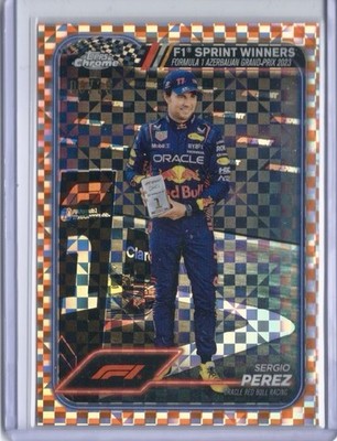 2024 Topps Chrome Formula 1 Sergio Perez #148 Checker Flag Orange Refractor /25