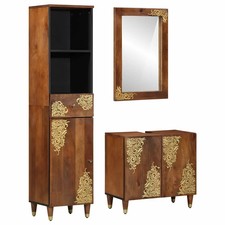 Set di Armadi da Bagno con porta 3 pcs Legno di mango massello vidaXL