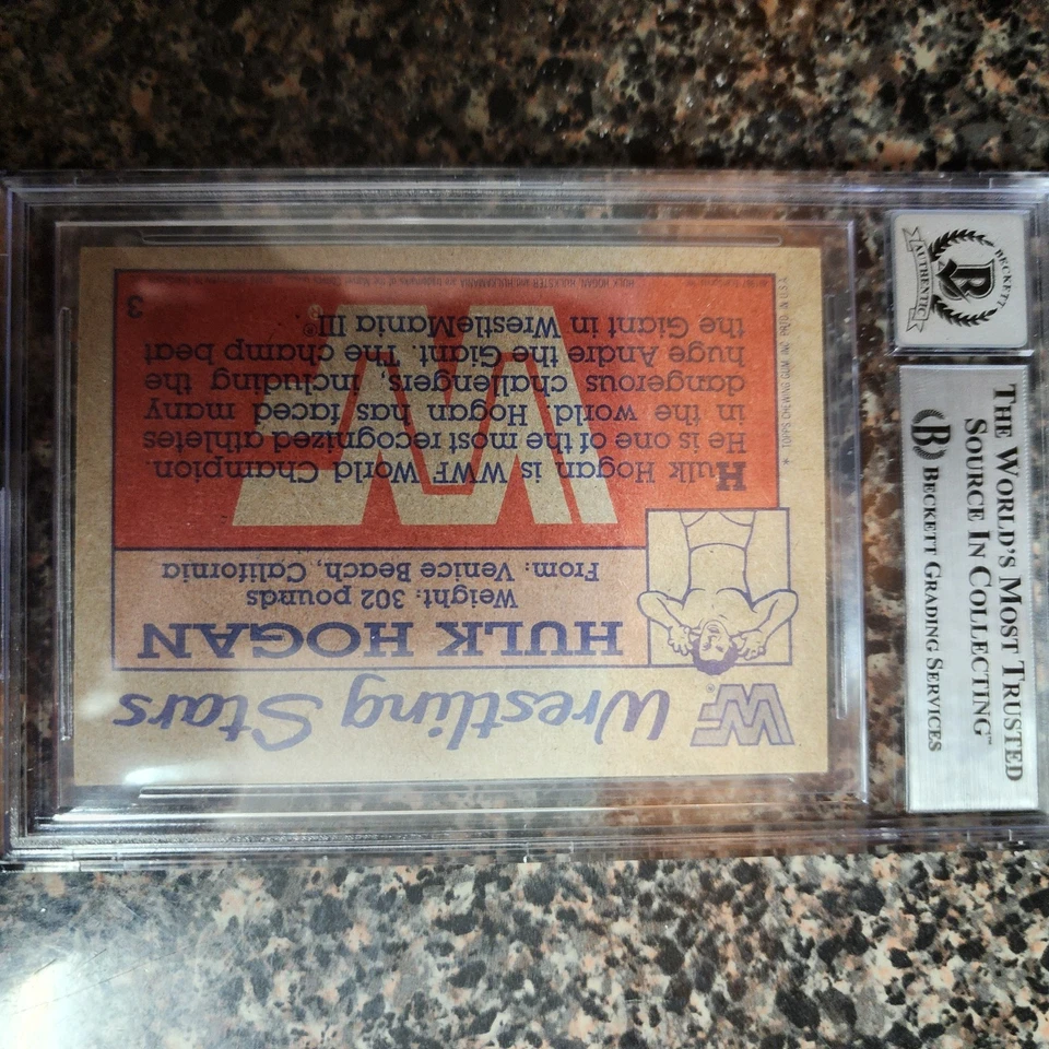 Tarjeta Beckett 10 encapsulada 1987 firmada por Hulk Hogan WWF #3 00017567210 Foto 4 de 4