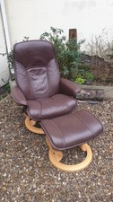 Ekornes Stressless Recliner Chair In Brown On Pale Wood Base
